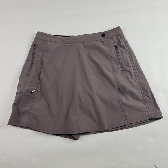 LL Bean Nylon Hiking Skort Womens 8 Tan Outdoor Trail Midrise Short Wrap Skirt - Picture 1 of 11
